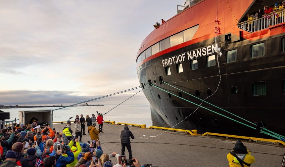 Ice crushing naming ceremony Hurtigruten Expeditions travel